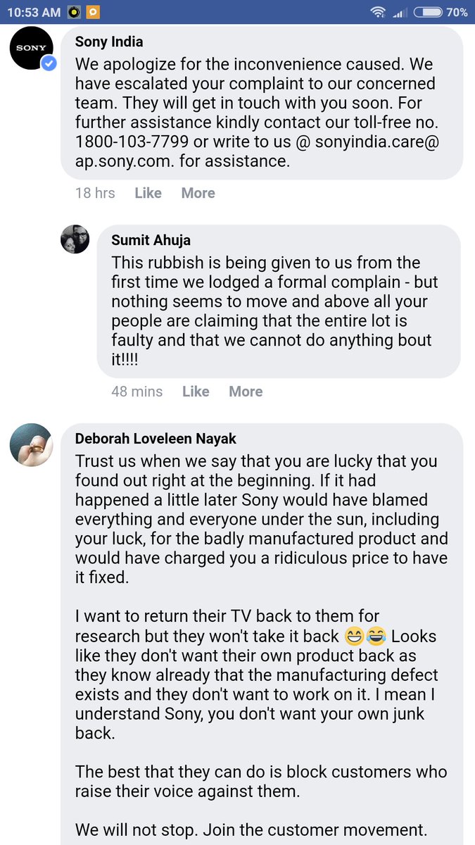 BoycottSonyInd's tweet photo. @sony_india @SonyElectronics look at your reviews. You can't hide by blocking customers.

#BoycottSonyIndia #ShameSonyIndia #worstproduct #SonyIndiaCheaters #YourProductsSucks #NotBadLuck #TakeYourJunkBack https://t.co/tIEMRjp8Ca