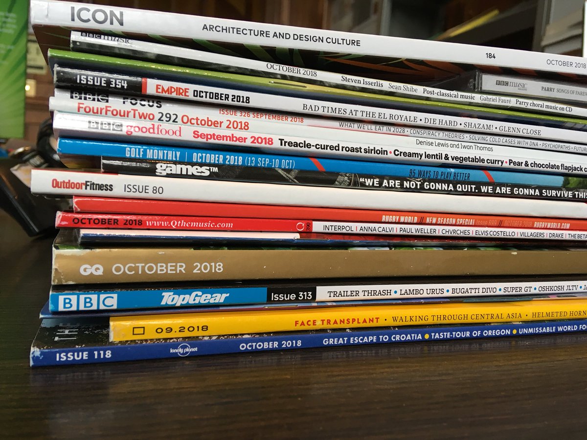 How exciting - our new magazine subscriptions have arrived from #DLTMedia, featuring titles such as <a href="/phoenixcomicuk/">The Phoenix comic</a>, <a href="/Rugbyworldmag/">Rugby World</a>, <a href="/gamesTMmag/">gamesTM Magazine</a>, <a href="/MusicMagazine/">BBC Music Magazine</a>, <a href="/BritishGQ/">British GQ</a> and <a href="/iconeye/">ICON</a>. Something for everyone - check out the full range in the library!