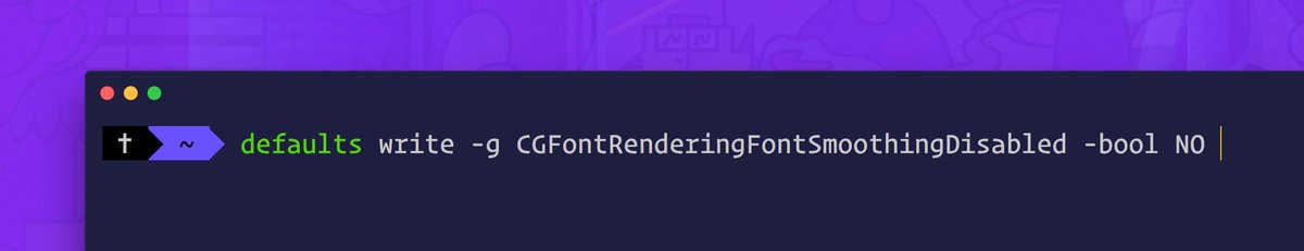 MrAhmadAwais's tweet photo. 🔥 #OneDevMinute: Fighting with the poor font rendering in the new #macOSMojave. 😖 Bad Subpixel antialiasing for text in 🆚@Code? 

✅ Run this in ur `Terminal` app:

defaults write -g CGFontRenderingFontSmoothingDisabled -bool NO

✍️Detals: https://t.co/nWOU9PQ0k5

📯 Retweet https://t.co/bYeCEX5EV9