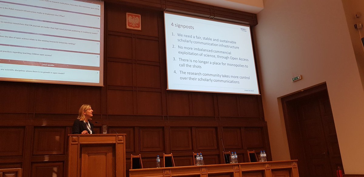 TiberiusIgnat's tweet image. #OS18GD Vanessa Proudman presenting 4 Signposts for supporting an Open research infrastructure at Focus On Open Science Gdansk