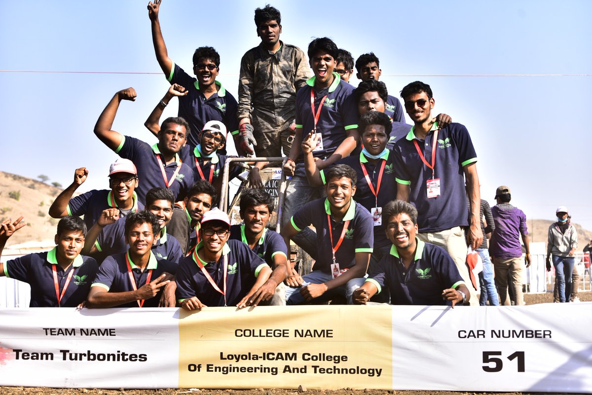 teamturbonites's tweet photo. 36th in India, 1st in Tamil Nadu. Team Turbonites is proud of it's achievement in BAJA 2018.
"It's fine to be content, but never be satisfied"
The rest will be history.
#Polaris #SAEINDIA #Racing #Natrax #LICET #ATV #purecraftsmanship #PSA #Offroad #buggy #milestone #mahindra https://t.co/t0HO8xleQv