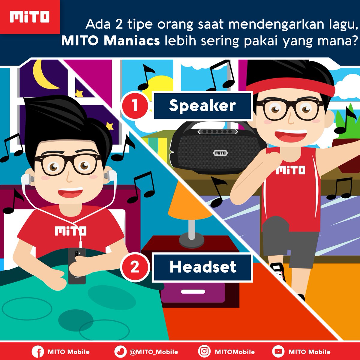 Ada 2 tipe orang saat mendengarkan lagu, MITO Maniacs lebih sering pakai yang mana?

Kasih tahu ya :)