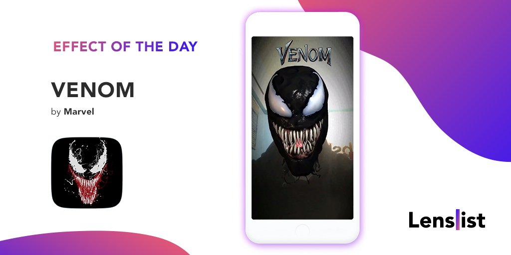 lenslist's tweet image. Use this Facebook Camera Effect to transform yourself in the Venom @VenomMovie ! Open your mouth to trigger additional effects 😯

Click the link to try it yourself 👉 bit.ly/2OPzCXR

#facebookcameraeffect #effectoftheday #eotd #ar #marketing