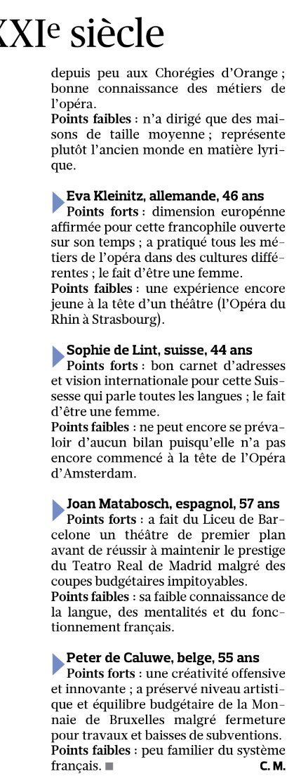 jmnrichter's tweet photo. Qui pour succéder à Stéphane Lissner ?
« Un profil pour basculer dans le XXIème siècle » (in @Figaro_Culture) https://t.co/wFKPY57fYu