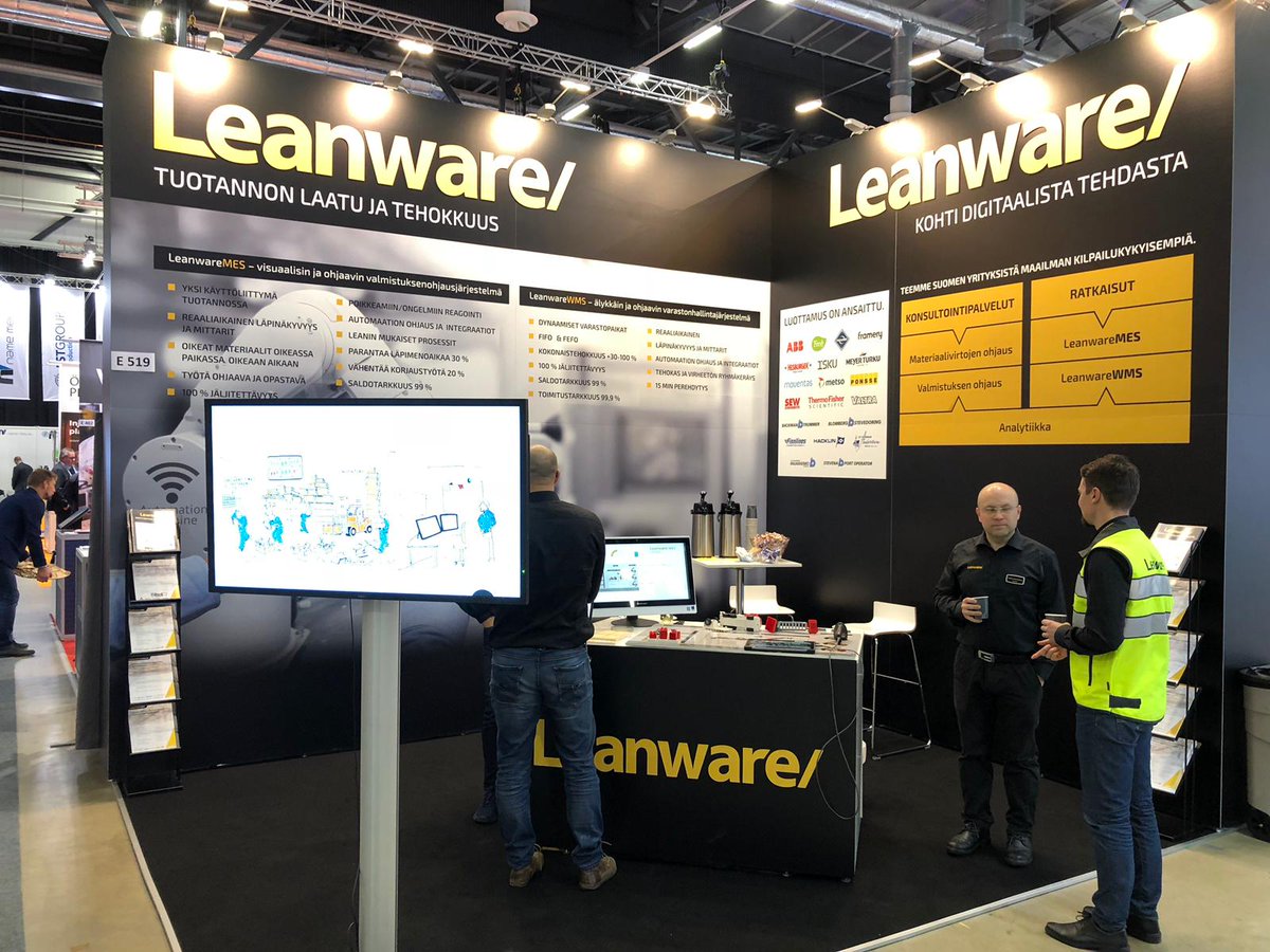 LeanwareOy's tweet photo. #Alihankinta osasto E519: Mitä tarkoittaa digitaalinen tuotanto? Koe ja näe livenä #LeanwareMES -tuotannonohjausjärjestelmädemo: yksi käyttöliittymä tuotannossa, reaaliaikainen #läpinäkyvyys tuotantoon, ja oikea tieto ja oikeat materiaalit ovat oikeassa paikassa oikeaan aikaan. https://t.co/na6PkPOL68