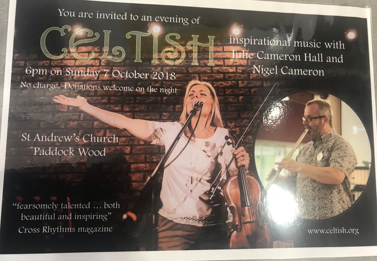 PaddockWoodLife's tweet photo. Celtish music anyone? 
6pm, 7th October. Free entry. St Andrews church. 🎤🎻🎼 https://t.co/yRY4lCM5NZ
