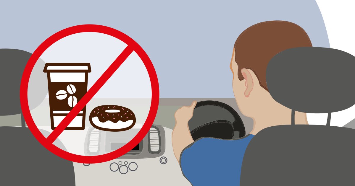 RSGB_NE's tweet photo. Eating and drinking whilst driving is a risky business that could lead to a serious or fatal collision. Take a break or wait until you have reached your destination. It could save a life #LookOutForEachOther https://t.co/FeJlWOHmZi