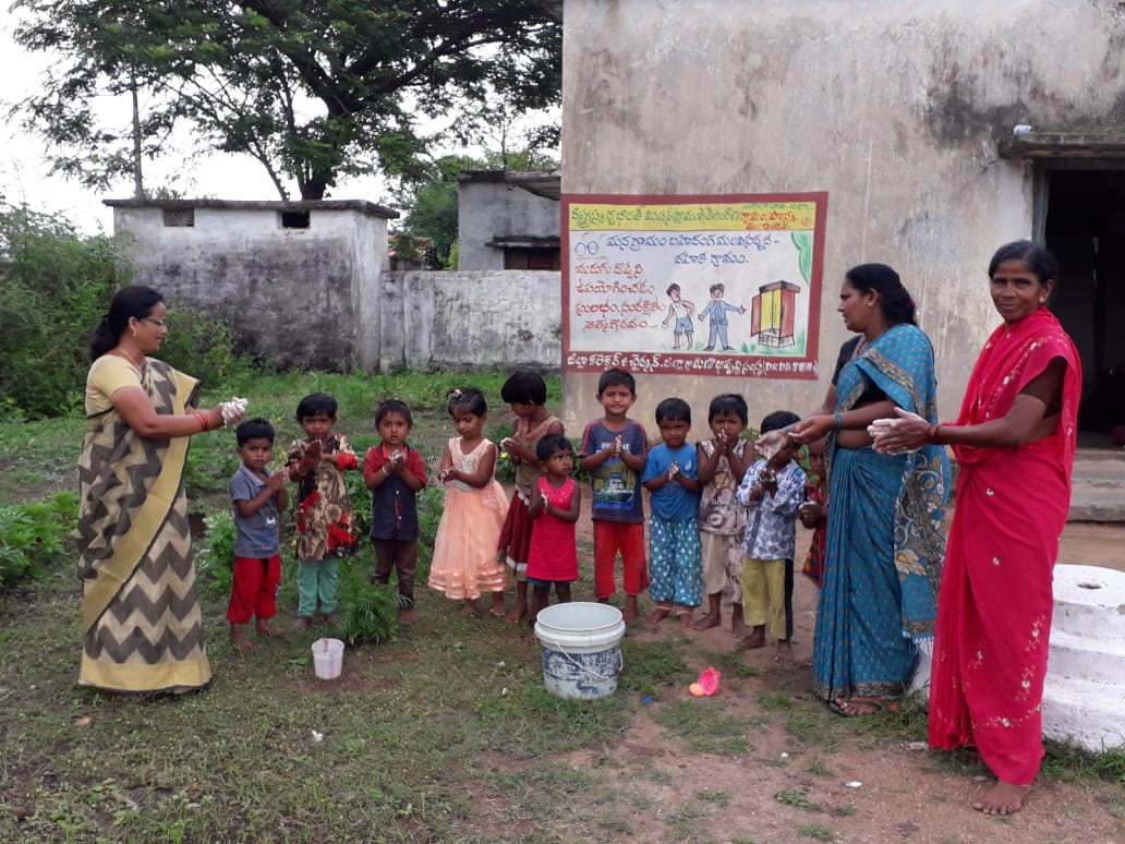 Our ICDS Supervisor teaching children about hand wash practice along with Anganwadi Teacher and Helper at Ponna-I AWC, Sirikonda <a href="/SPreraks/">Swasth Bharat Prerak Program</a> <a href="/PoshanAbhiyaan/">Poshan Abhiyaan</a> <a href="/SwachhAdilabad/">SWACHH ADILABAD</a> <a href="/WCDTelangana/">WCD Telangana</a> #SwachhataHiSeva