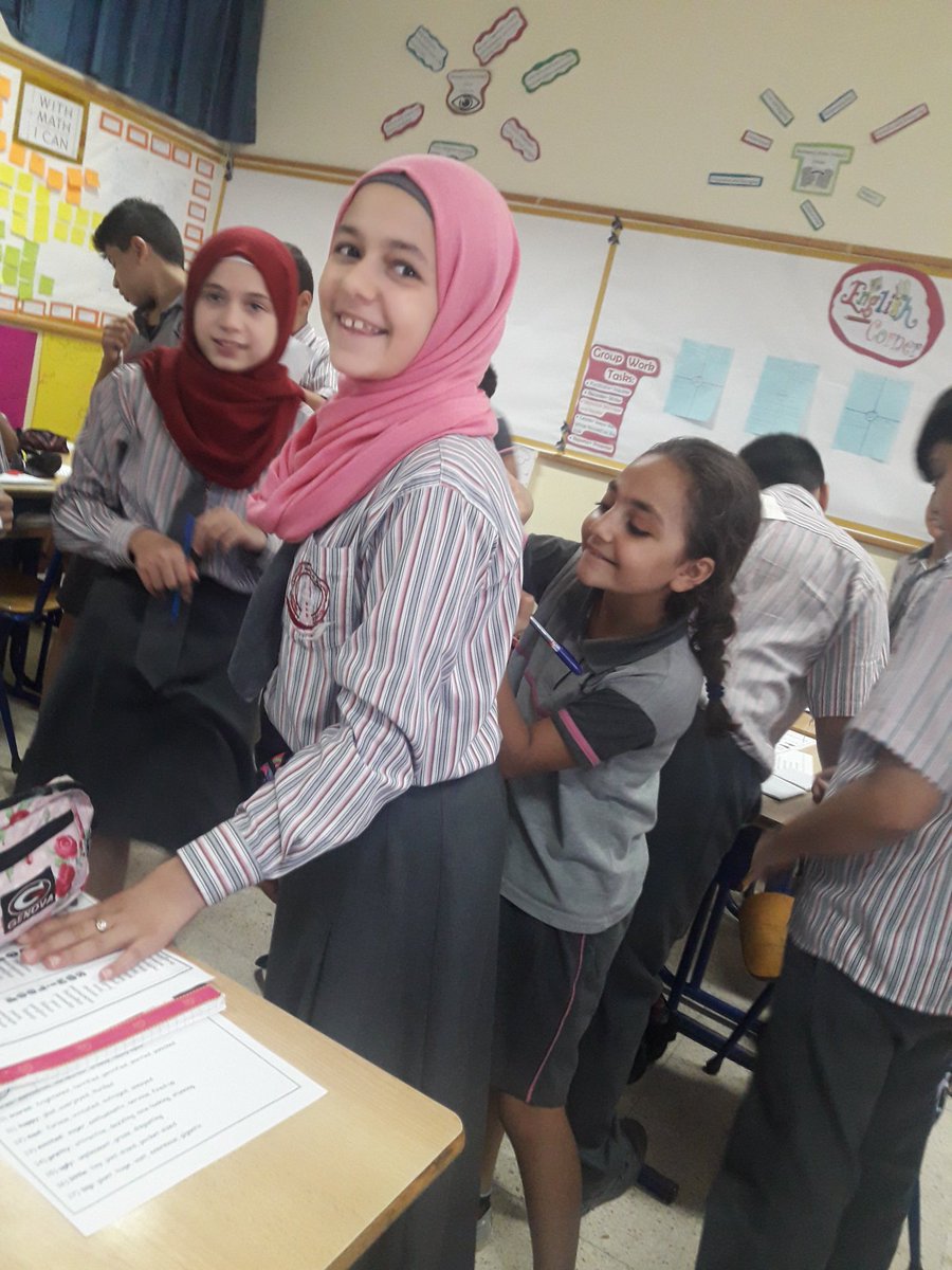 AtiehSamah's tweet photo. Having fun activity# pat on the back# learners described each others using WOW Adjectives# Grade 6 @MakAishaSchool https://t.co/EbQIe4X0Q4