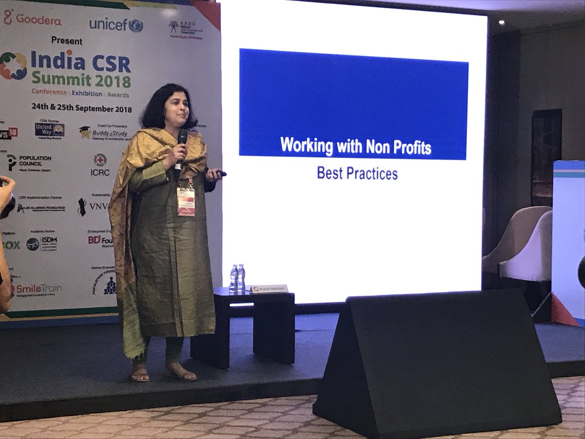 shuklajayanti's tweet image. Prachi Nautiyal,Director-Corporate Partnerships @UWMumbai presenting a case study on ‘Working with Nonprofits’ at the #IndiaCSRSummit2018 #csrbox #NGOBOX . @UWMumbai is the #CSRPartner for the summit