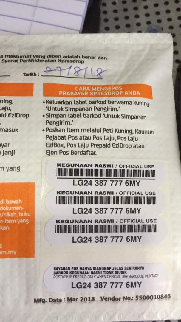 Kadar Setem Pos Malaysia Untuk Surat Biasa 2018