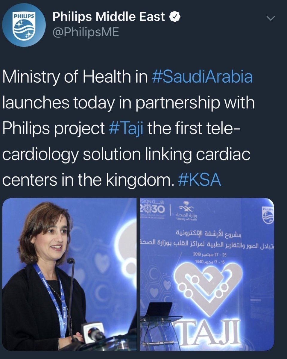 @PhilipsME and #SaudiArabia #Health Authority kicked off project “TAJI”; first #telecardiology solution. 
#taji #Telemedicine #SaudiArabia #MiddleEast #ministryofhealth #cardiology #informatics #philips