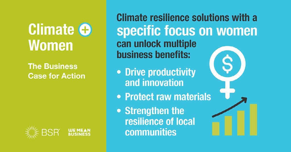 CDP's tweet photo. Including women's empowerment in climate resilience work can unlock business benefits. More on why companies need to focus on #women when tackling #climatechange: https://t.co/0mqiQVJdd4 #GlobalGoals #ClimateWeekNYC https://t.co/madbQkrT0m