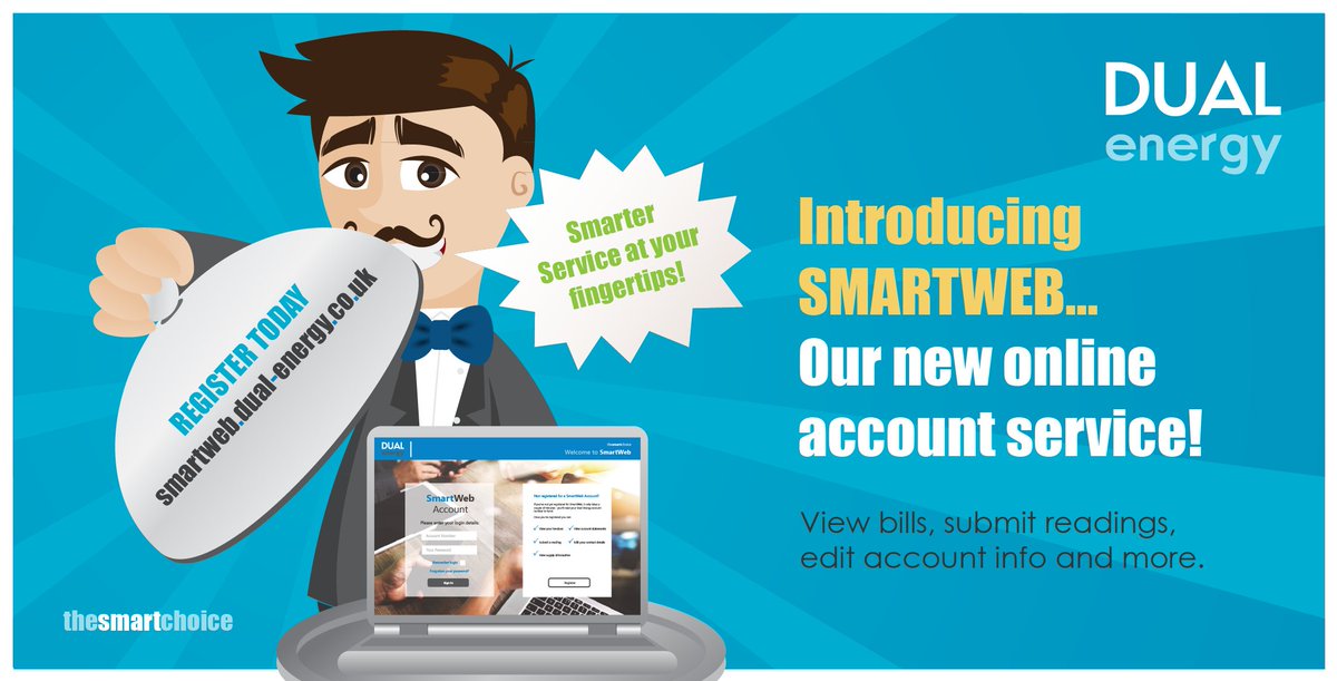Introducing SMARTWEB - Our new customer online account service! Manage your account 24/7, view bills, submit readings and more. Register and get started today smartweb.dual-energy.co.uk #smarterserviceatyourfingertips