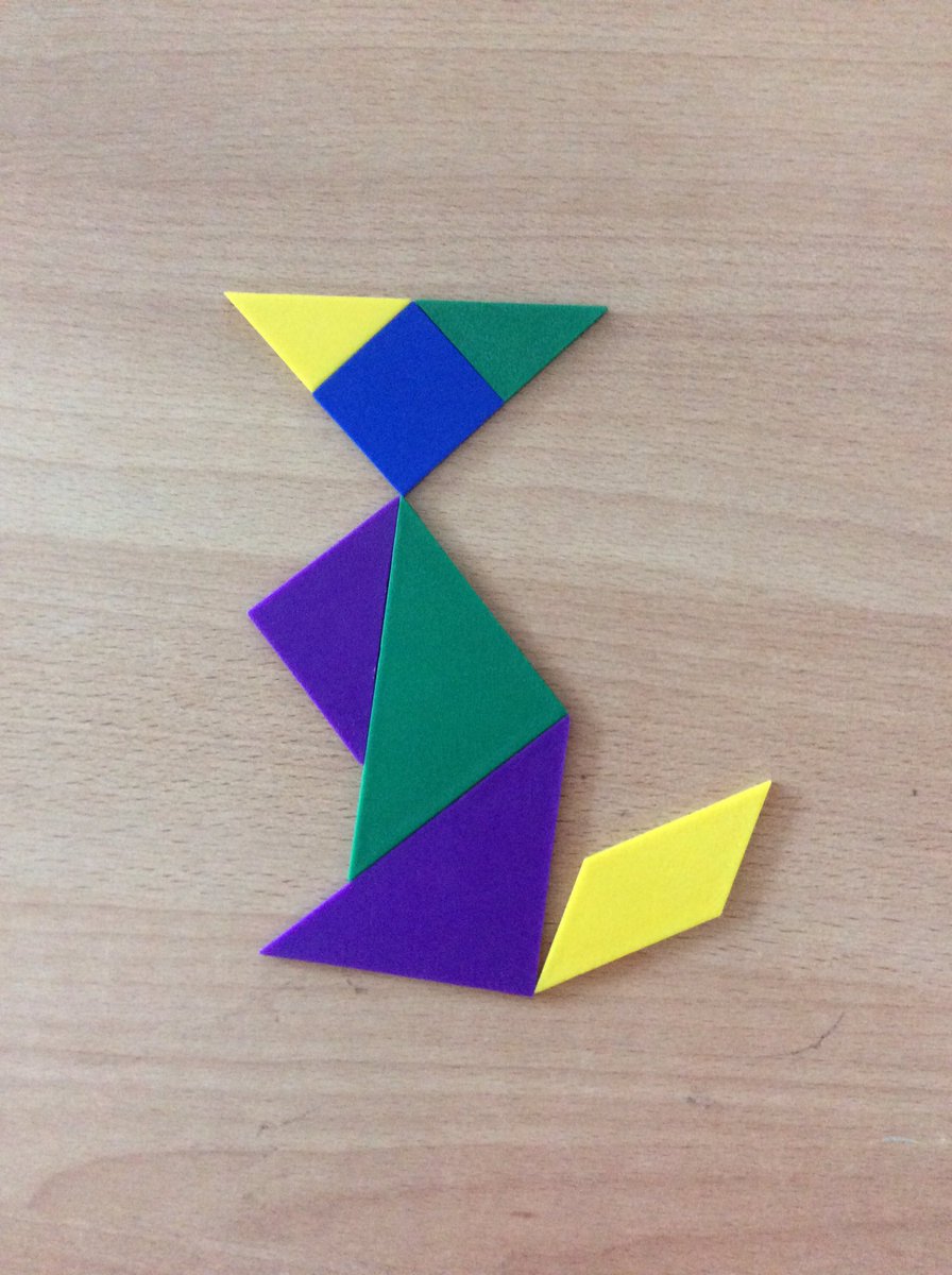 WagtailOaktree's tweet photo. @OaktreePrimary @vweston8 Fun with deep thinking shapes. Now to make 5 squares with some of the Tangram pieces. #mathsisfun https://t.co/gzkg0W4sNR