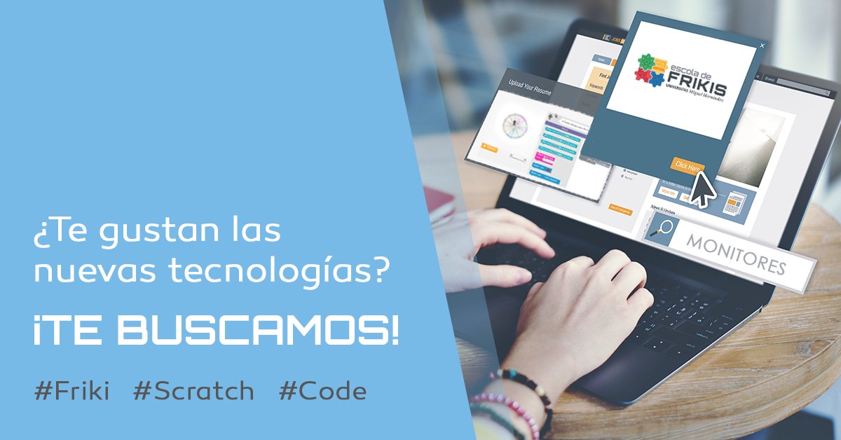 escoladefrikis's tweet photo. En @escoladefrikis buscamos gente con ganas de enseñar programación a los más pequeños en #Novelda, #Aspe y #Crevillente... ¿algún interesado?🤔 #stem #code #Scratch #education https://t.co/ZDuQiuKcSe