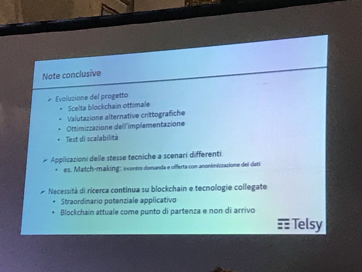 FondBordoni's tweet image. #blockchain con #SmartContracts e #multipartycomputation incentiva rilascio dei dati di cittadini. #SeminariBordoni Telsy @GMorgari