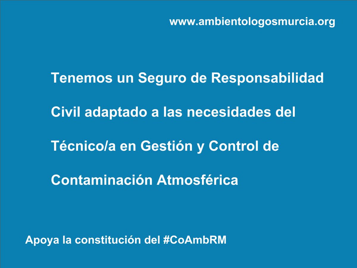 CoambMurcia's tweet photo. #Ambientólogo, tenemos un #SeguroResponsabilidadCivil adaptado a las necesidades del Técnico/a en Gestión y Control de la #ContaminaciónAtmosférica. Apoya la constitución del #CoAmbRM https://t.co/MLOlfPxvLp https://t.co/Ln7Wc9ecjg