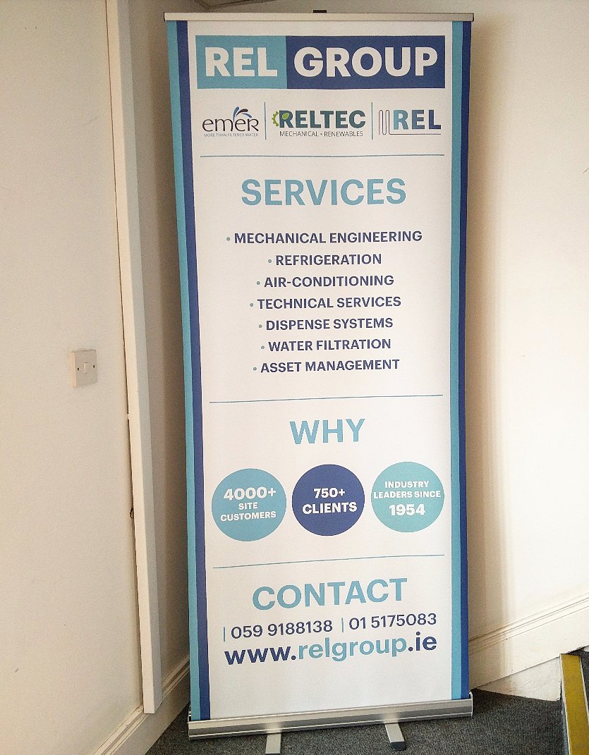 REL_Group's tweet photo. Check out our new company pull-up designed for us by @VisionIdentity. Very happy with how this turned out, presenting our group's formation earlier this year. 
Keep an eye out for us at future events and see what solutions we can bring to your business! #relgroup https://t.co/W6JeYwpaKB