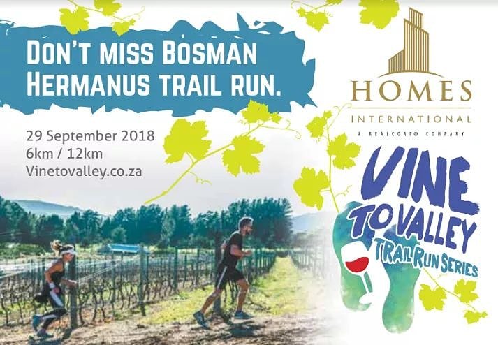 Join us this weekend at Bosman Hermanus for the #V2V trail run! 
👉B-I-G PRIZE up for grabs when buying your ticket online! Online link to ticket sale: bit.ly/2Ie7RFS