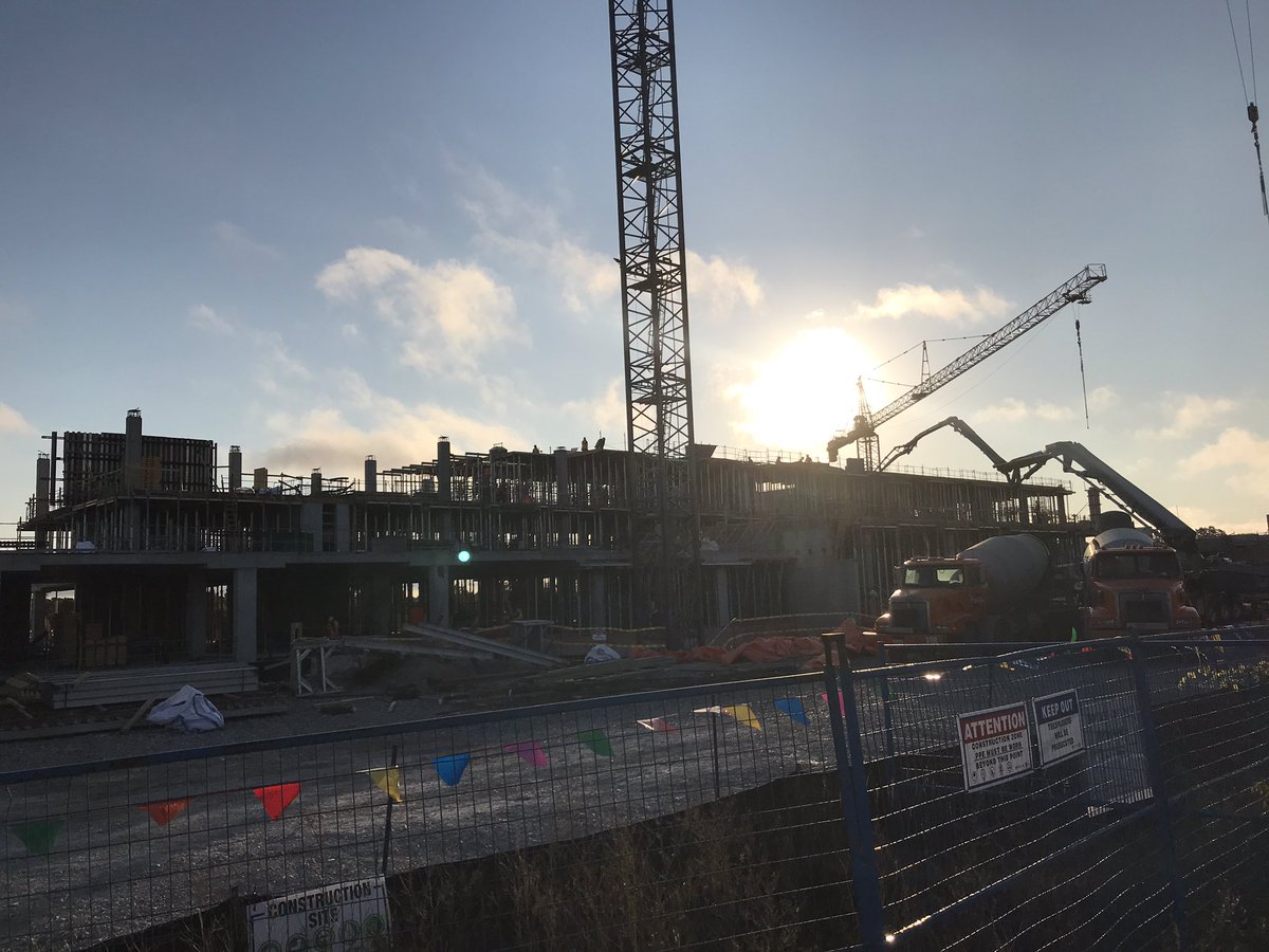 simcoecountyPS's tweet photo. Yesterday’s sunrise over the #BSESC was pretty. Stay tuned for more updated photos and news as we continue working on this great project! #newhome #IPD #construction #barrie #paramedics #PoliceOfficer #partnership https://t.co/TXx3kDtKgE