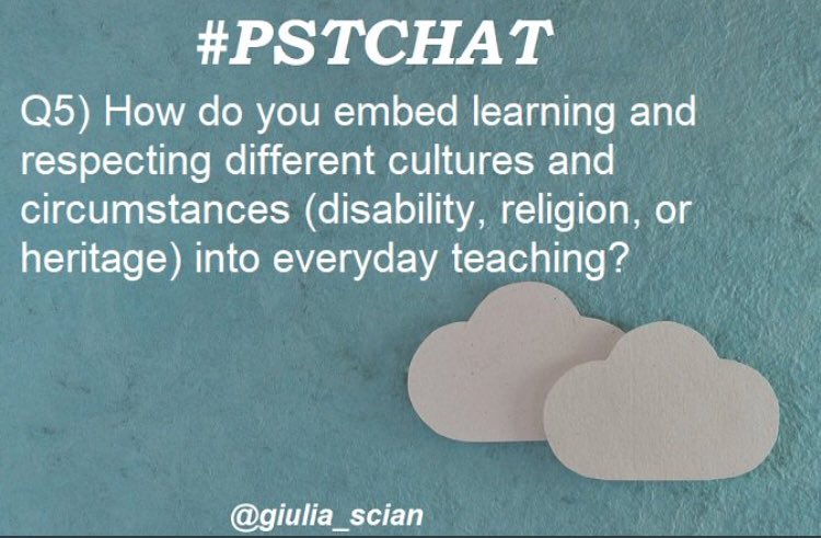 giulia_scian's tweet photo. A5. Encouraging the S’s to talk about their culture and experiences and just making these things normal and talked about often would help children be more respectful and accepting of diversity https://t.co/bIDsAtMu2i