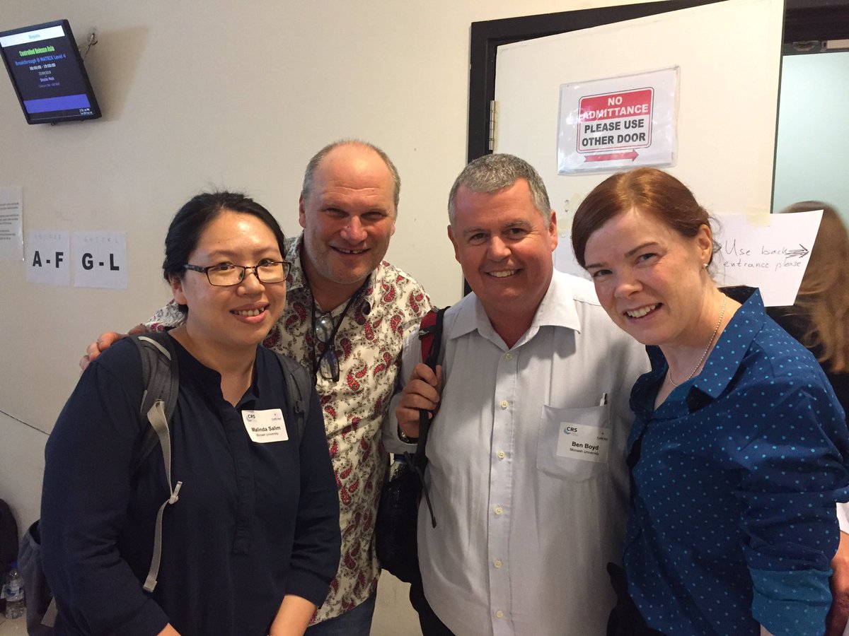 BenBoyd_Monash's tweet photo. Great line up of speakers for last session at #CRA2018 https://t.co/7JYSDUfCy1