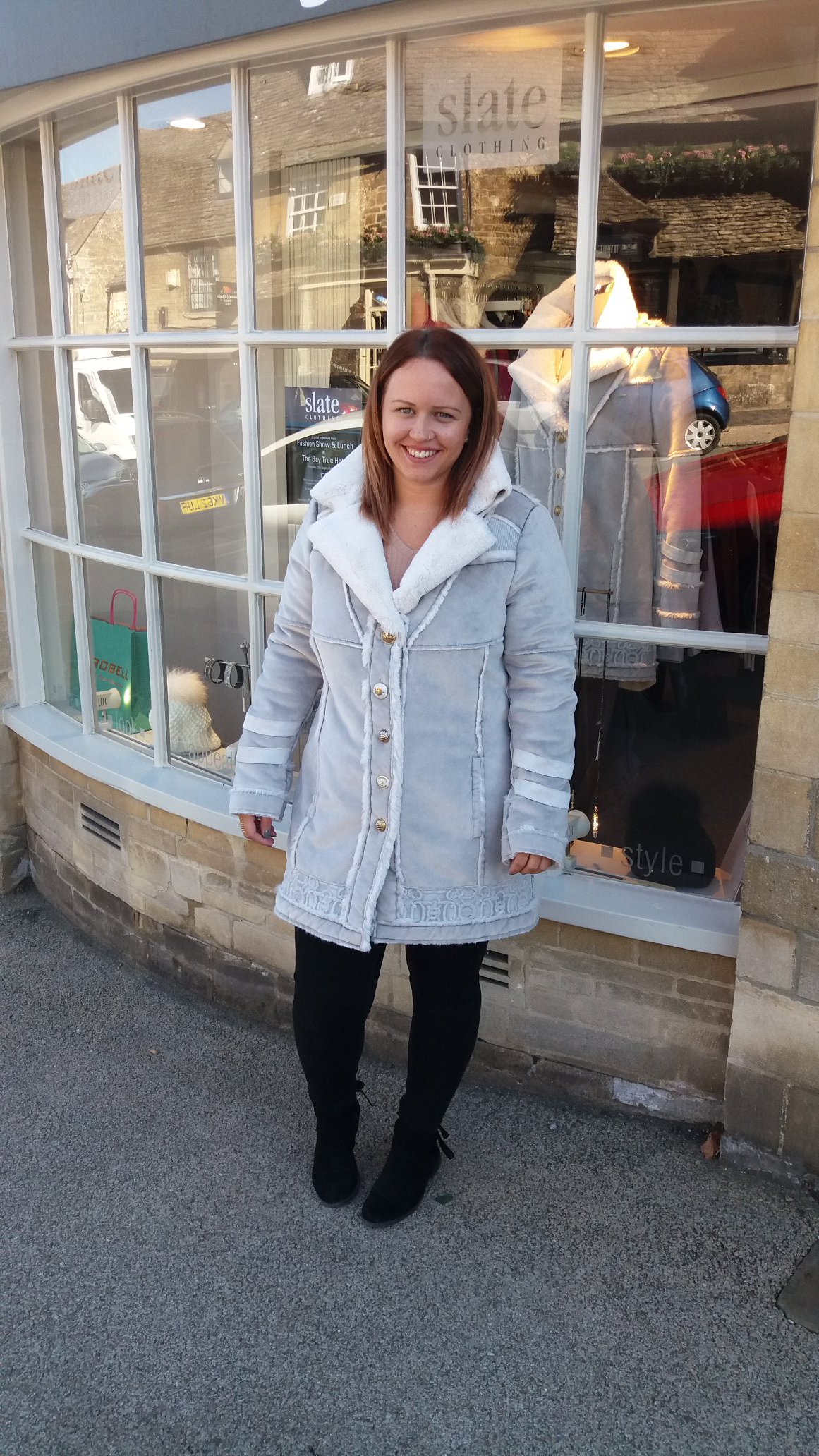 Slate Clothing on X: Our latest arrival from Elisa Cavaletti- luxury light  grey coat with off white lining. It gets the thumbs up from Bessie!   / X
