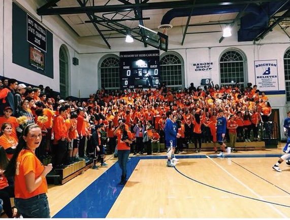 battle_schools's tweet photo. The very FIRST battle goes to Zionsville Community HS of Indiana and Brighton HS of New York. Battle of the student sections. RT for Zionsville, LIKE for Brighton (orange). Good luck. https://t.co/aRlBI8QW4F