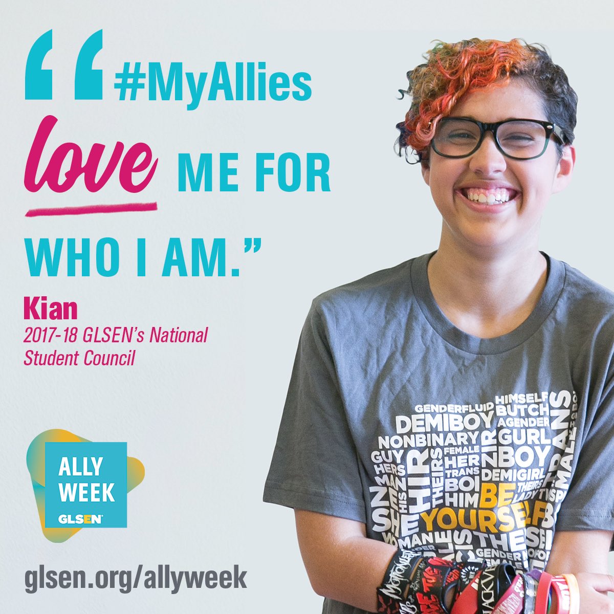 spectrumFHS's tweet photo. GLSEN's Ally Week is a student-led program where LGBTQ K-12 students and LGBTQ educators lead the conversation on what they need from their allies in school. https://t.co/1oZVcCvWMv