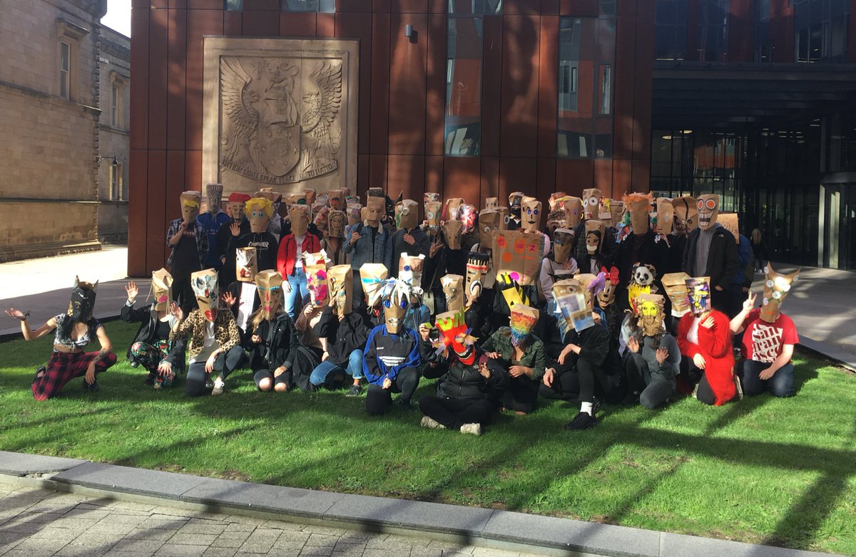 Great to meet our first years ... announcing their arrival with a fine creative display of paper bag masks!