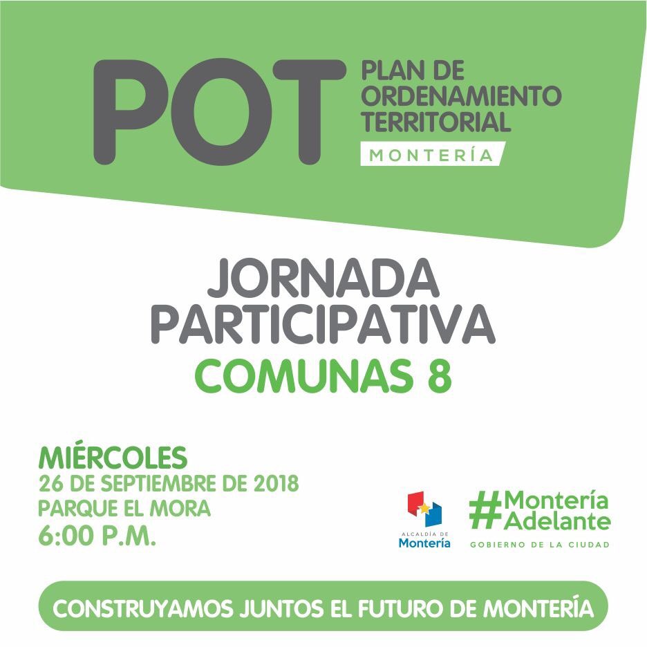 sdeplaneacion's tweet image. El turno es para la Comuna 8. Mañana nos vemos en el parque El Mora en el marco de nuestras Jornadas Participativas para la realización del nuevo Plan de Ordenamiento Territorial. La invitación es a que todo construyamos juntos el futuro de Montería. #MonteríaAdelante #POT