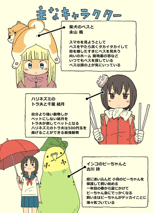動物漫画の主なキャラクター表を作りました! 