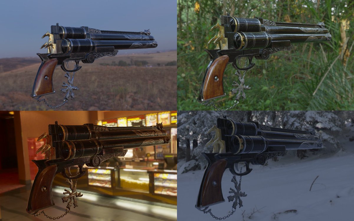 pumex_lib's tweet image. A little side project I made using #OpenSceneGraph library ( #OpenGL API ).
Image based lighting with physically based materials.
You can see famous Cerberus gun in different lighting conditions