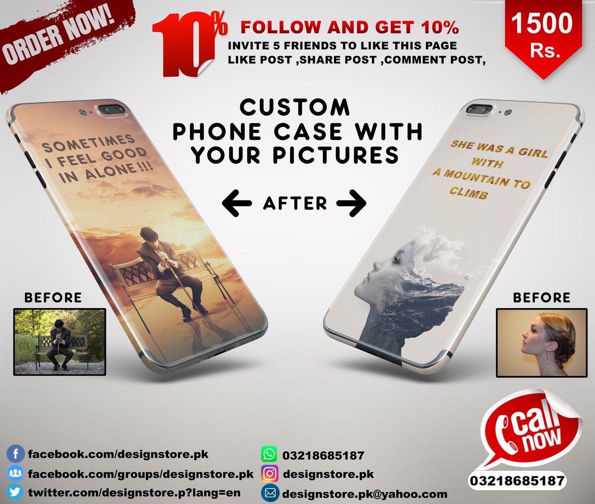 DesignstoreP's tweet image. customised mobile covers
available for all smart phones 
price:1500
delivery charges:100
total:1600
delivery time 4 to 5 days
also get your favourite wallpaper,your name on mobile cover..... To order
only whatsapp:03218685187
