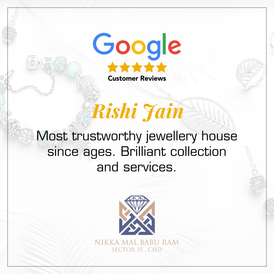 Thanks to our happy customer "Rishi Jain".

 #NikkaMalBabuRamJewellers #JewellersInChandigarh #BestJewellersInChandigarh #BuyDiamondJewellery #ShopEngagementRingsOnline