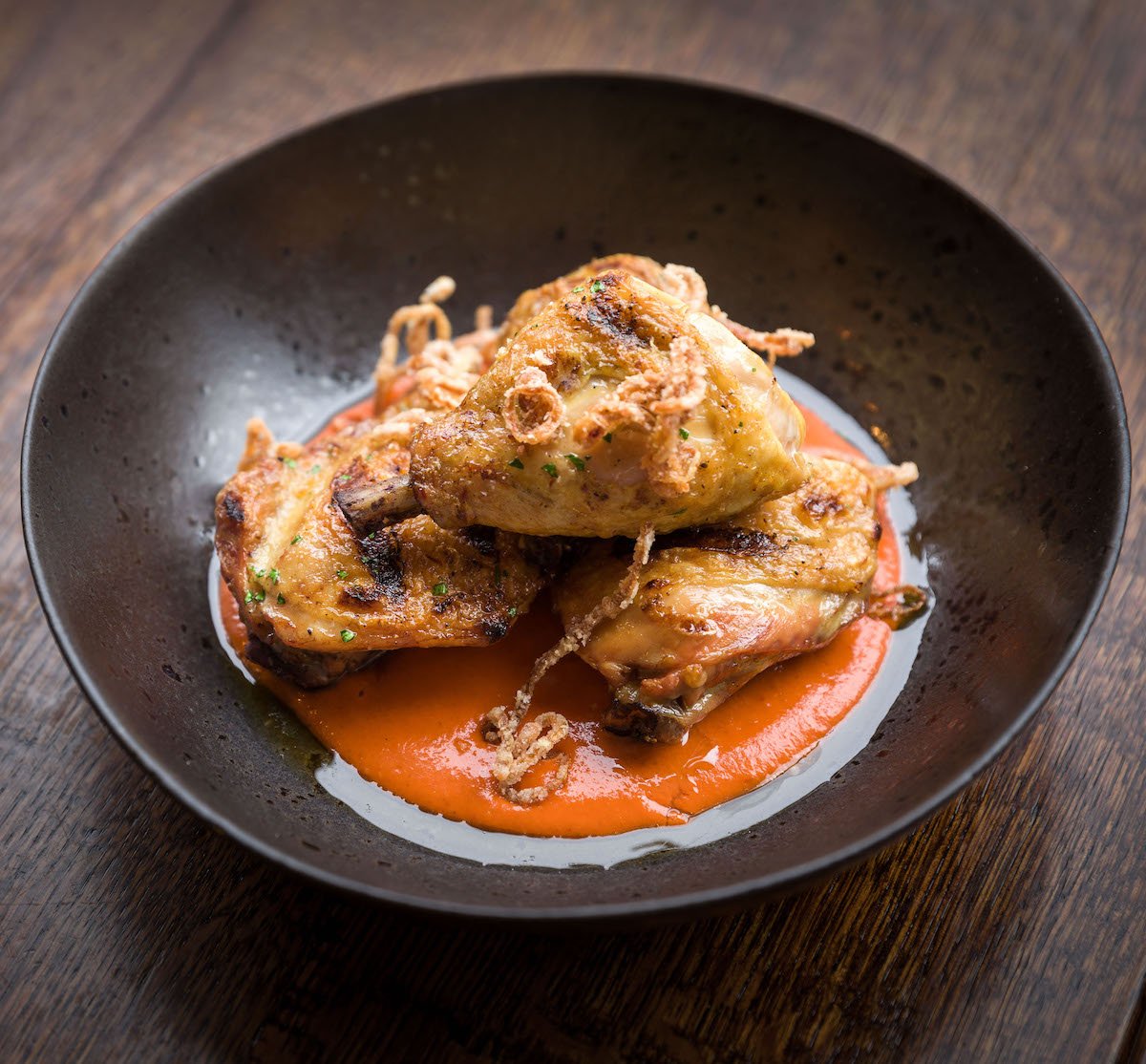 3 select dishes for just £15.
Available Tuesday to Friday, 12 - 5pm

These chargrilled chicken thighs with mojo picon sauce &amp; crispy shallots  are available.

#ElGatoNegroTapas #HungryForTapas #LunchDeal