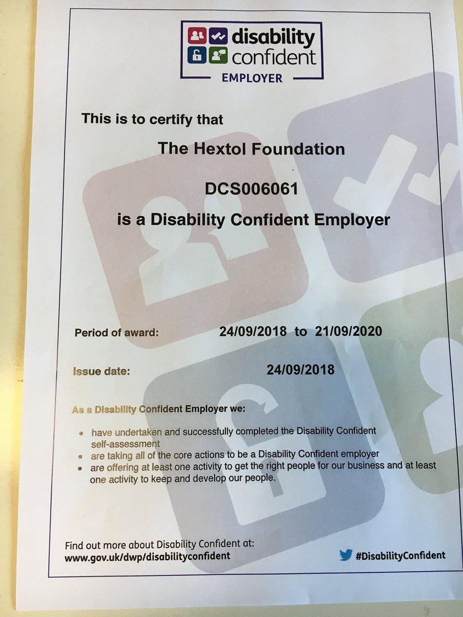 Very pleased we have been awarded the status of #DisabilityConfident employer in recognition of the work we do supporting those with learning disabilities and mental health needs at work. We will now be working towards level 3. <a href="/DWP/">DWP</a>