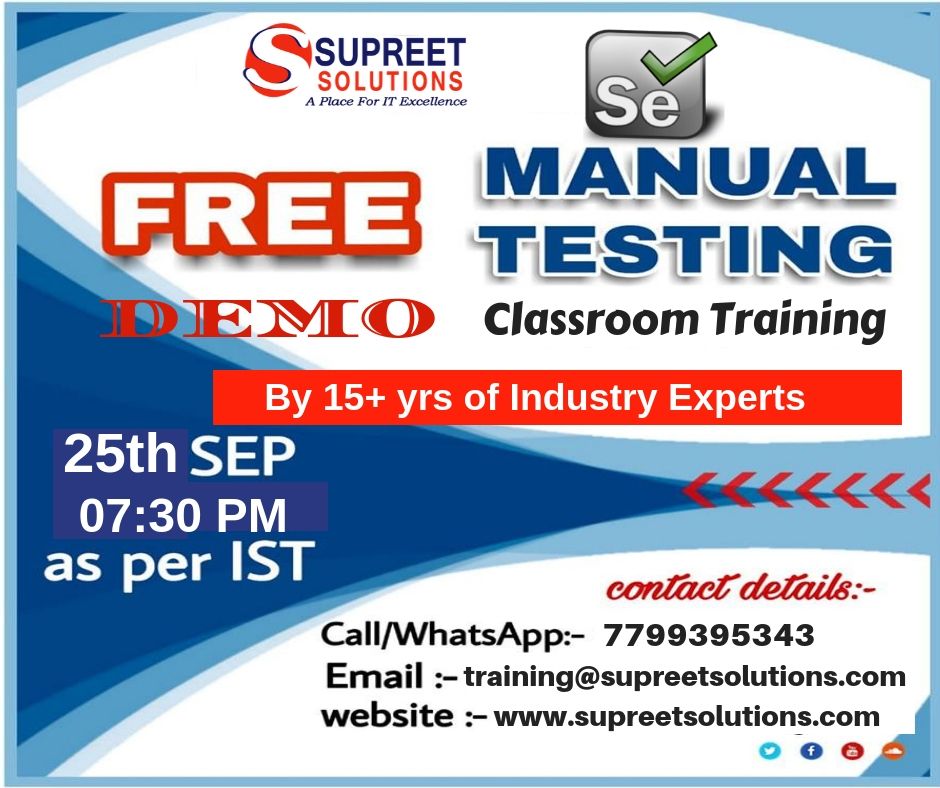 supreetsolution's tweet image. #LIVE_DEMO
#Selenium_Training
Demo starts on 25/09/2018
Classroom Demo @07:30 PM IST
#Supreetsolutions
buff.ly/2M4iBYw
#bestseleniumtraininginhyderabad #seleniumtraininginhyderabad #bestseleniumonlinetraininginhyderabad #seleniumonlinetraininginhyderabad