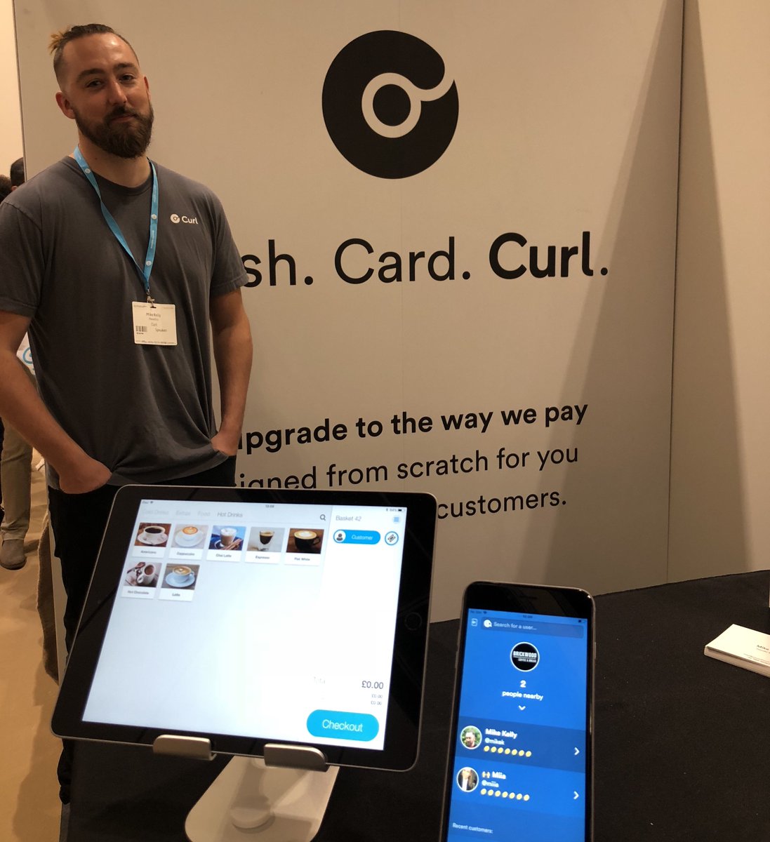 Our founder <a href="/mikekelly85/">NOT Mike Kelly anymore! :)</a> is waiting for you at booth 1114 @CoffeeShopExpo, come and see how Curl upgrades customer experience at your shop 🙌