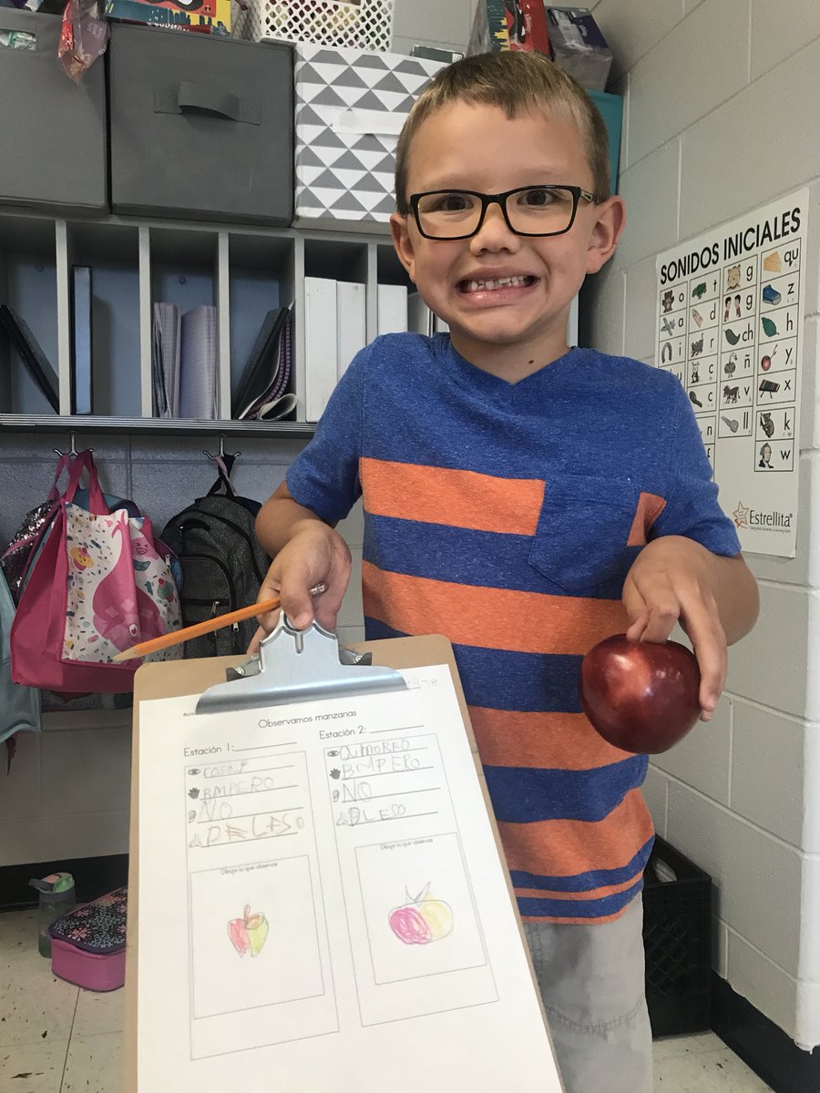 Yesterday's activity! We recorded our observations of different apples! Guess what we're making on Friday?? 🍎 🍏💙 #science #firstgrade