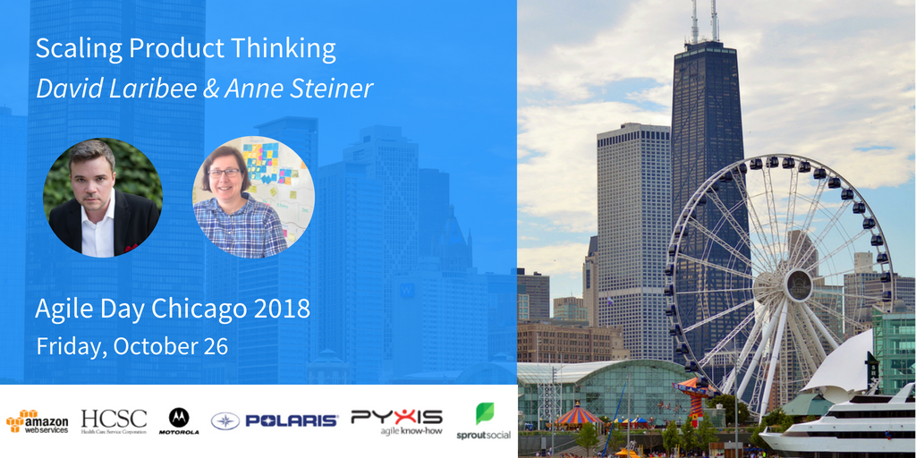 AnneSteiner7's tweet photo. @laribee and I are going to be teaming up on the topic Scaling Product Thinking at Agile Day Chicago. Come check it out - https://t.co/Ej3mvjZXmd - and register at - https://t.co/MqAc7sHEBm. https://t.co/oj5bB4M9Fl