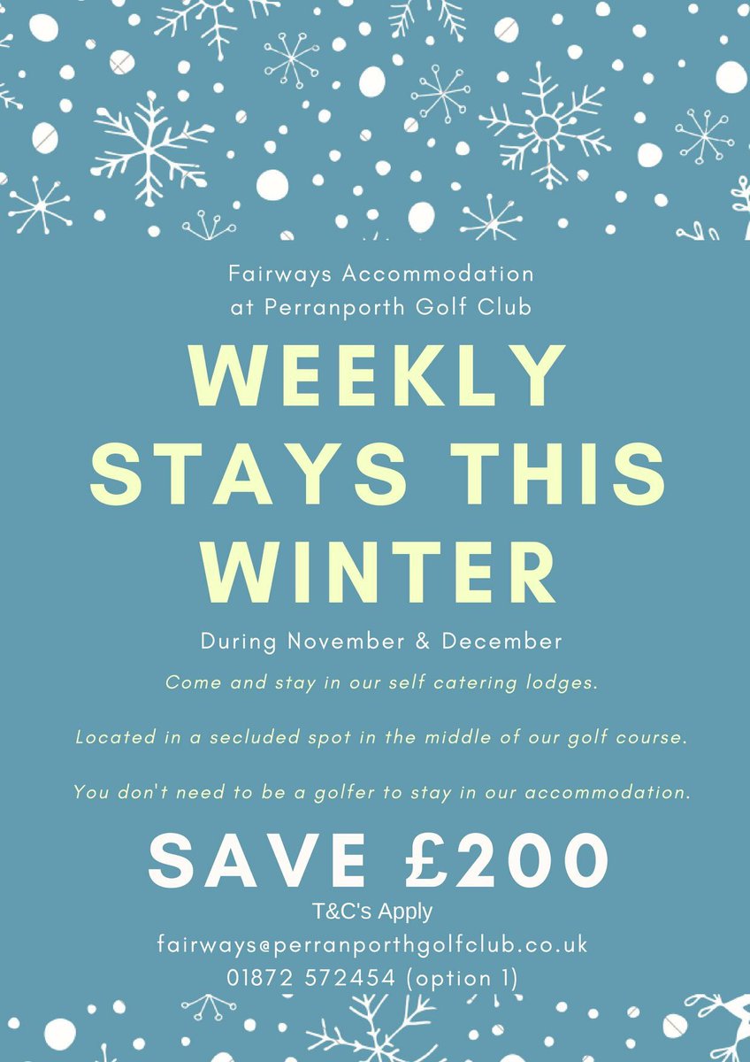 Weekly stays for non golfers also available this winter #winterholiday #imnotagolfer #perranporth #cornwall