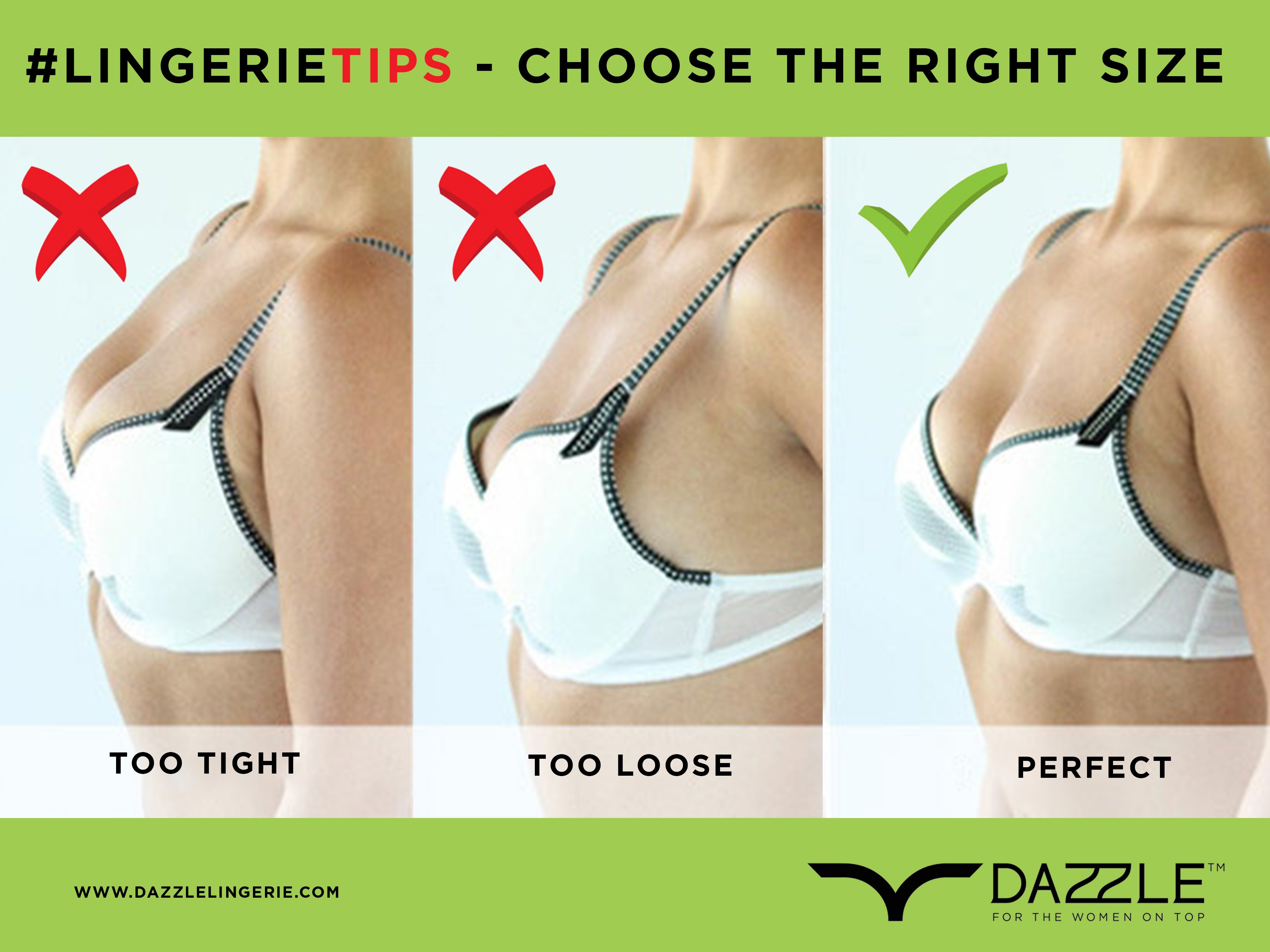 Dazzle Lingerie on X: #LingerieTip A smaller-sized Bra can disrupt the  Blood Flow, and if it is too big, the Bra won't fit properly and can cause  severe backache! @DazzleInnerWear offers Great