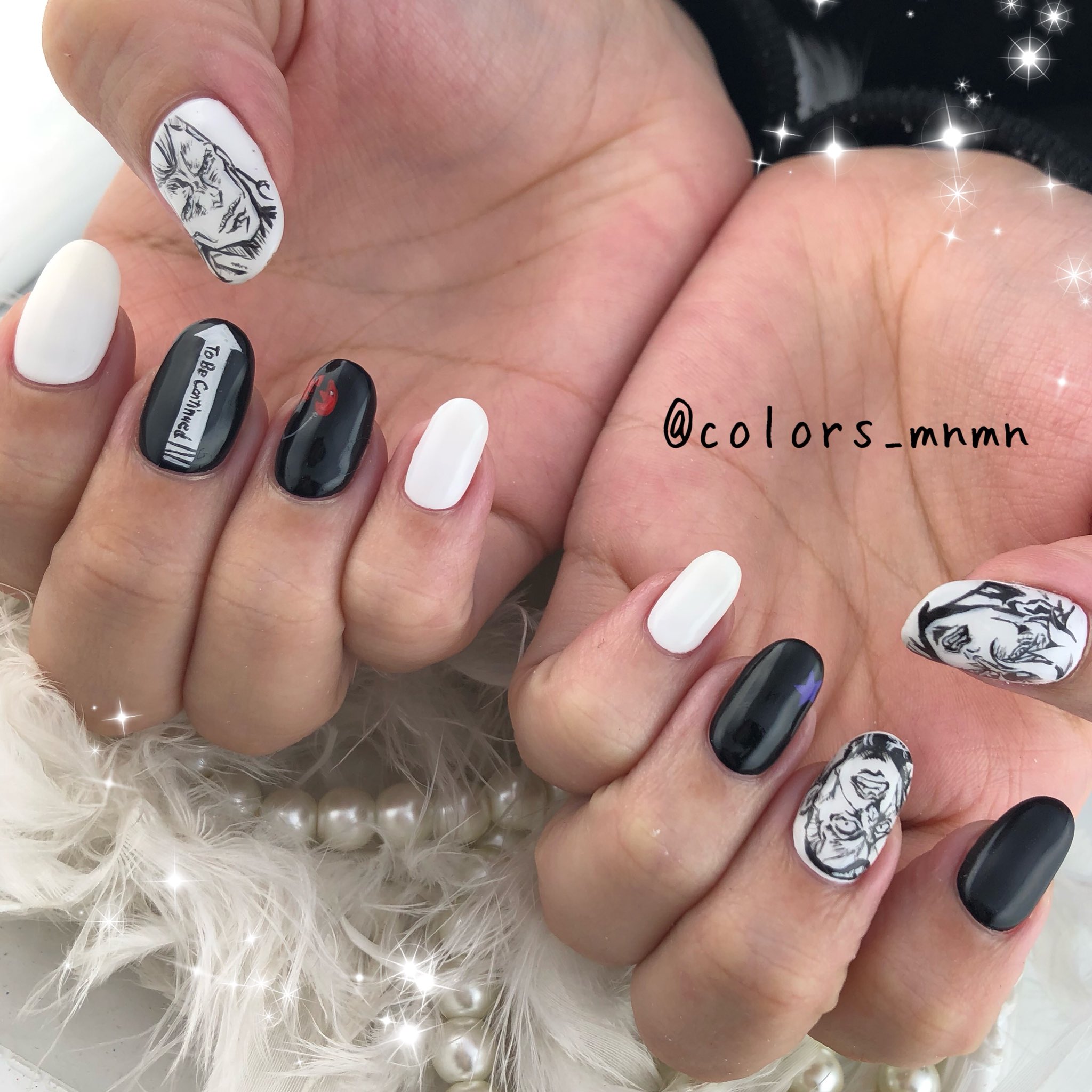 Color Sやまざき お客様オーダー ジョジョネイル ポルナレフ シーザー 虹村億泰を 描かせていただきました 他のデザインはシンプルめモチーフ ジョジョ展楽しんできてください 痛ネイル T Co 1nu6pn17pi Twitter