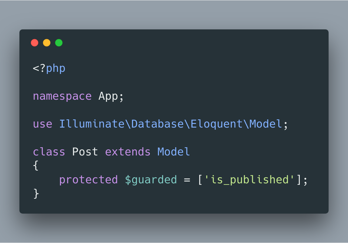 Stydenet's tweet image. #StydeTips #Eloquent #ORM Con la propiedad $guarded podemos indicar los atributos que NO podrán ser asignados de forma masiva mientras que con $fillable hacemos lo contrario. Por @_bycar