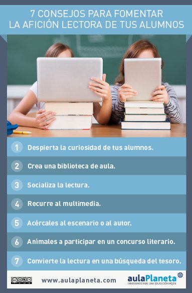 Aulaplaneta's tweet photo. 7 consejos para fomentar la #lectura entre tus alumnos #Educación #Infografía https://t.co/V3r928cKf1