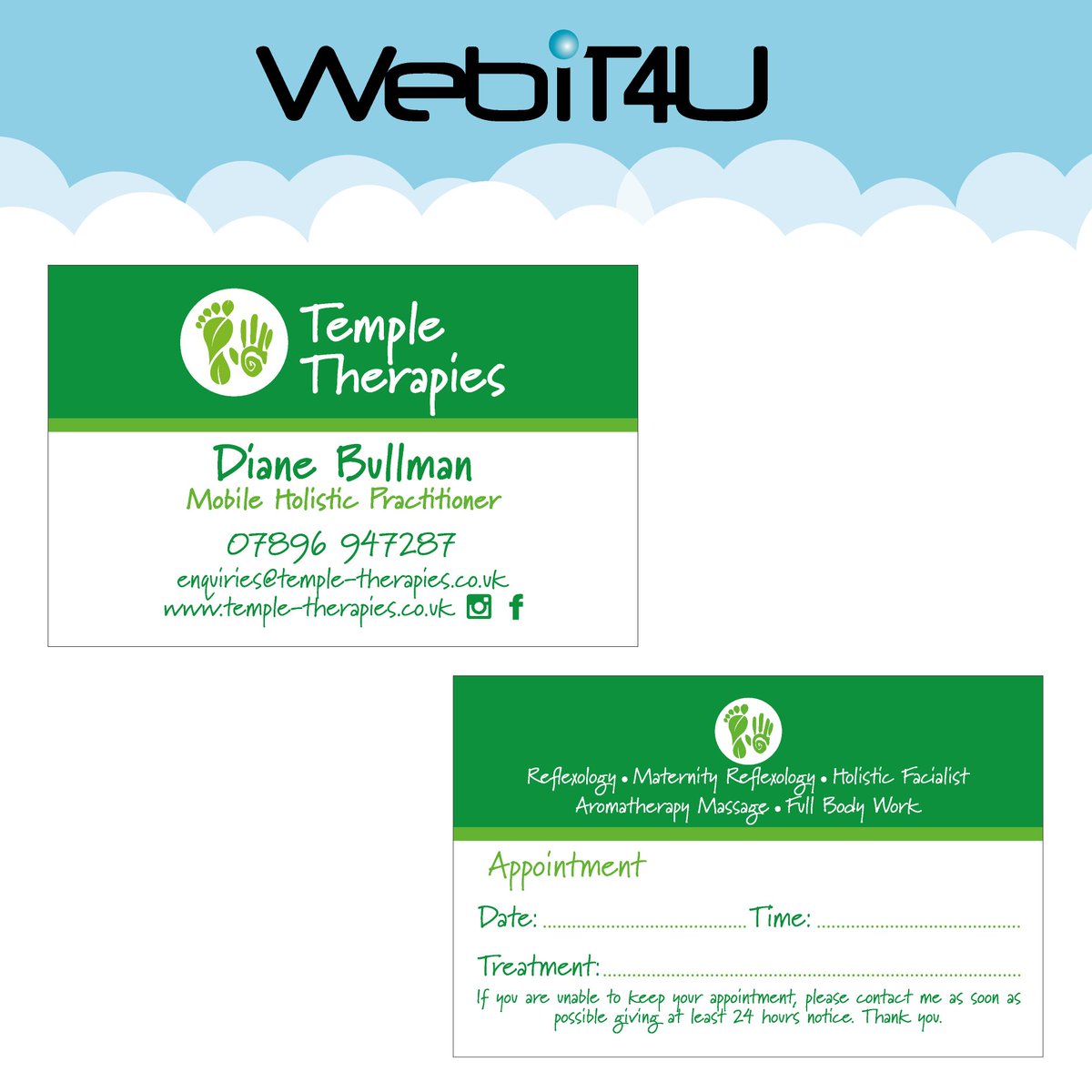 Designed &amp; printed business/appointment cards #BusinessCards #Design #Print temple-therapies.co.uk