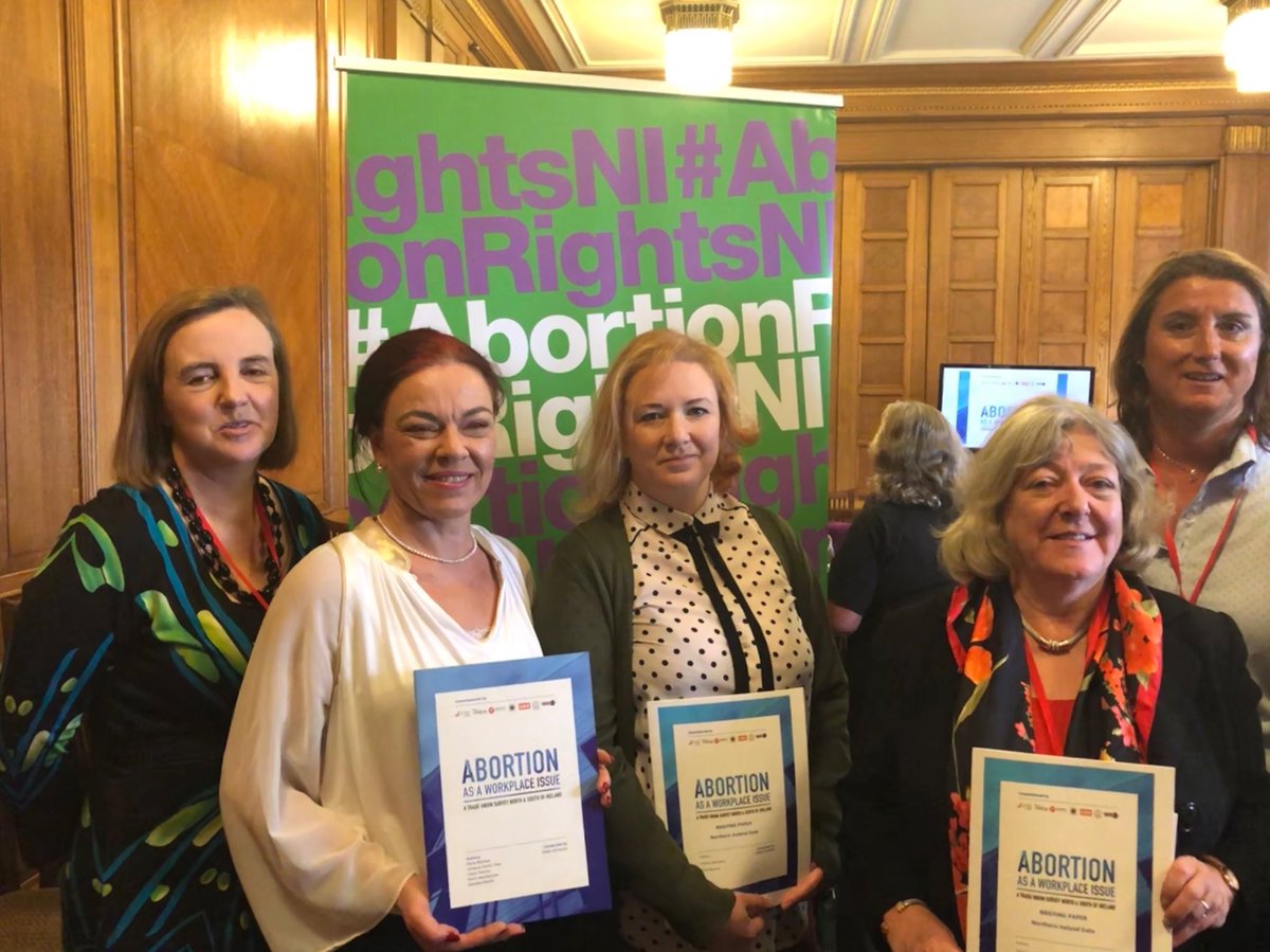 UniteunionNI's tweet photo. Great turnout for launch of #Workers4Choice ‘Abortion is a workplace issue’ study at Stormont Long Gallery which confirms need for both decriminalisation and full and free #Right2Choice. The study was funded by @NIC_ICTU unions whose members participated in the survey https://t.co/7E6zJgqW2O