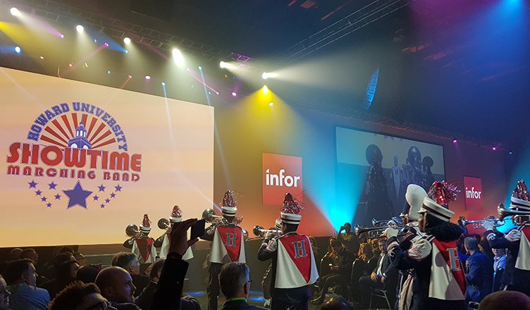 Infor's tweet photo. General Session starts off w/ @HowardU marching band #Inforum2018 https://t.co/yf0gPnqjmS